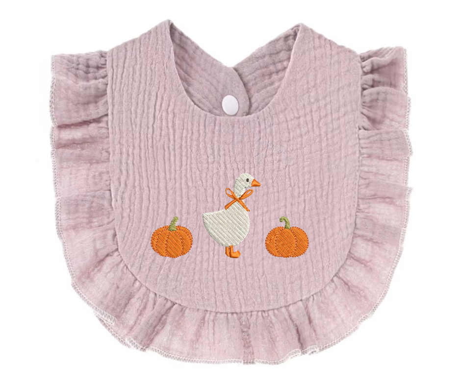 Goose and Pumpkins Baby Bib
