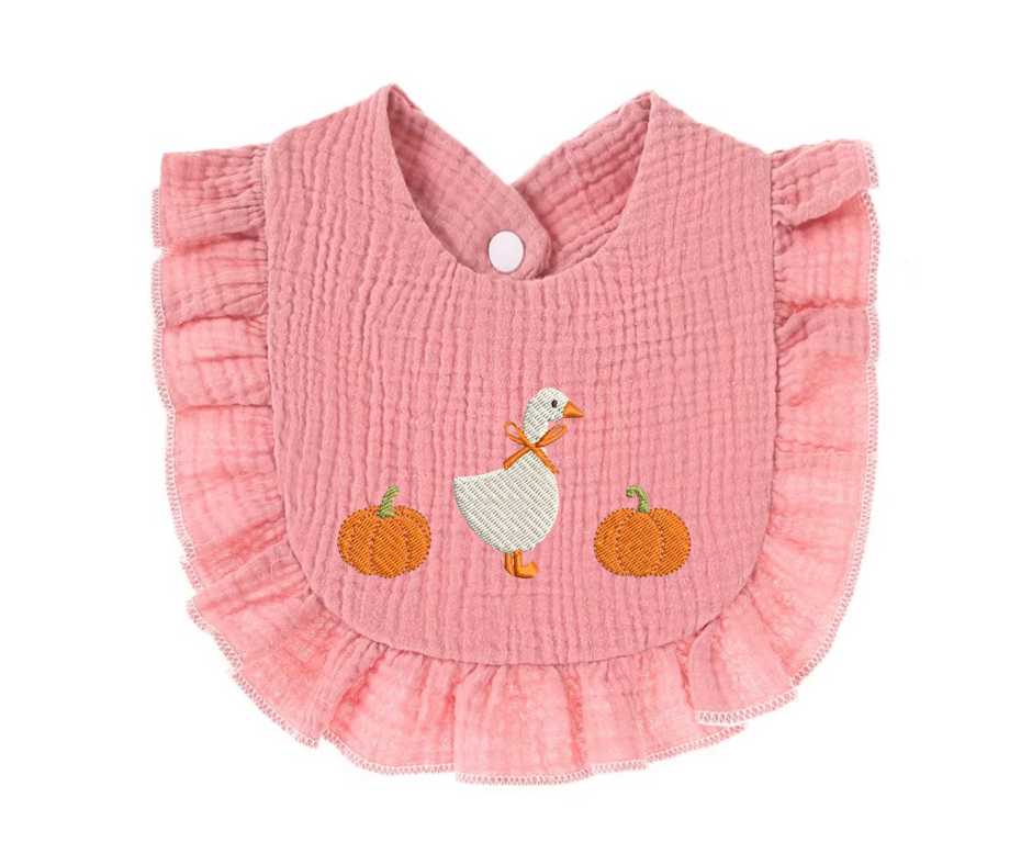 Goose and Pumpkins Baby Bib