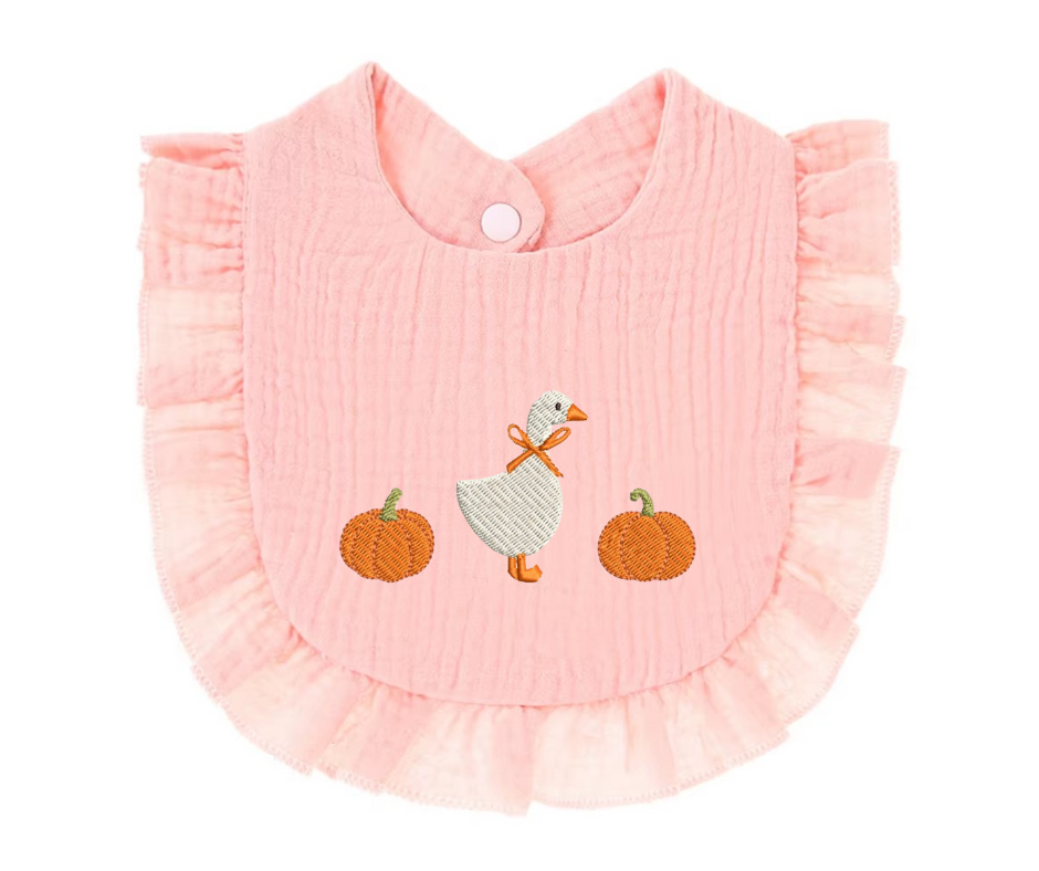 Goose and Pumpkins Baby Bib