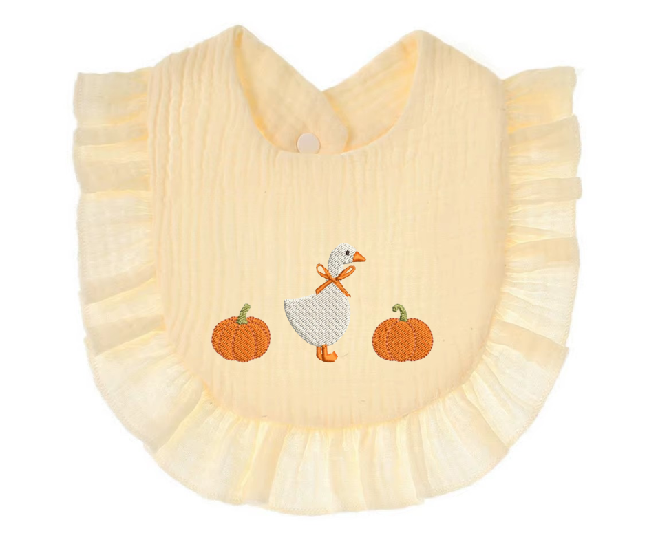 Goose and Pumpkins Baby Bib