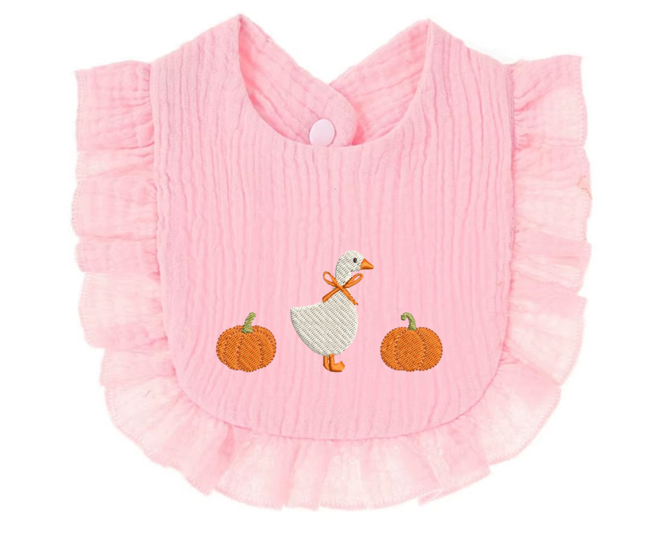Goose and Pumpkins Baby Bib